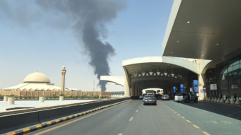 Flames, smoke seen near Riyadh airport after Saudi warning of aerial attack threat