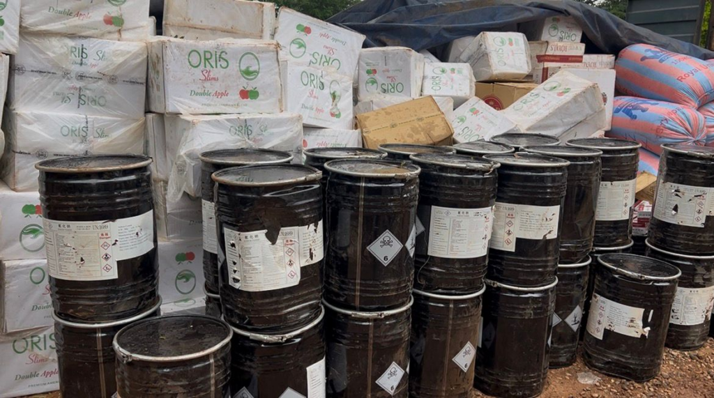 Cyanide, unregistered cigarettes hidden...