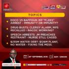 Newsfile to discuss EOCO-MP arrest, drug trafficking, speech arrests and $235m water debt