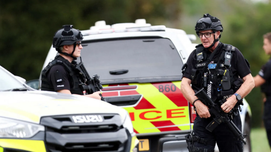 Trump says men arrested at UK air base...