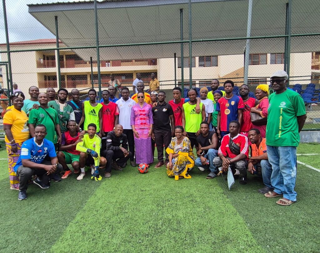 Minister of Environment, Science and Technology of Ghana Zanetor Agyeman-Rawlings with the deaf football team